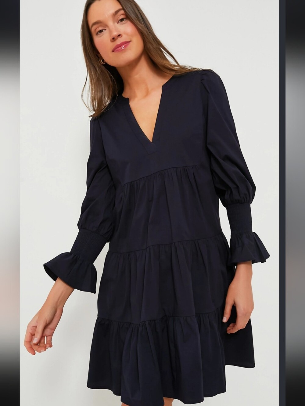 Tuckernuck Pompander Place Kenzo Crepe Navy Blue Tiered Mini Dress Size XXL